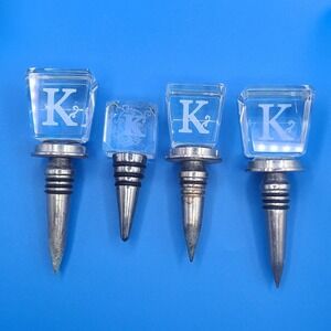 Lot Of 4 Glass Wine Stoppers With Initial "K" See Photos For Condition